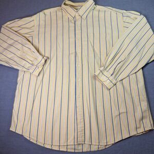 L.L. Bean Button Down Shirt Mens XL Yellow Striped Excellent Cotton Long Sleeve